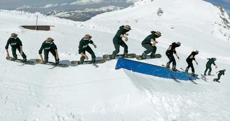 Трюки на рейле и боксе: 50-50, boardslide, lipslide